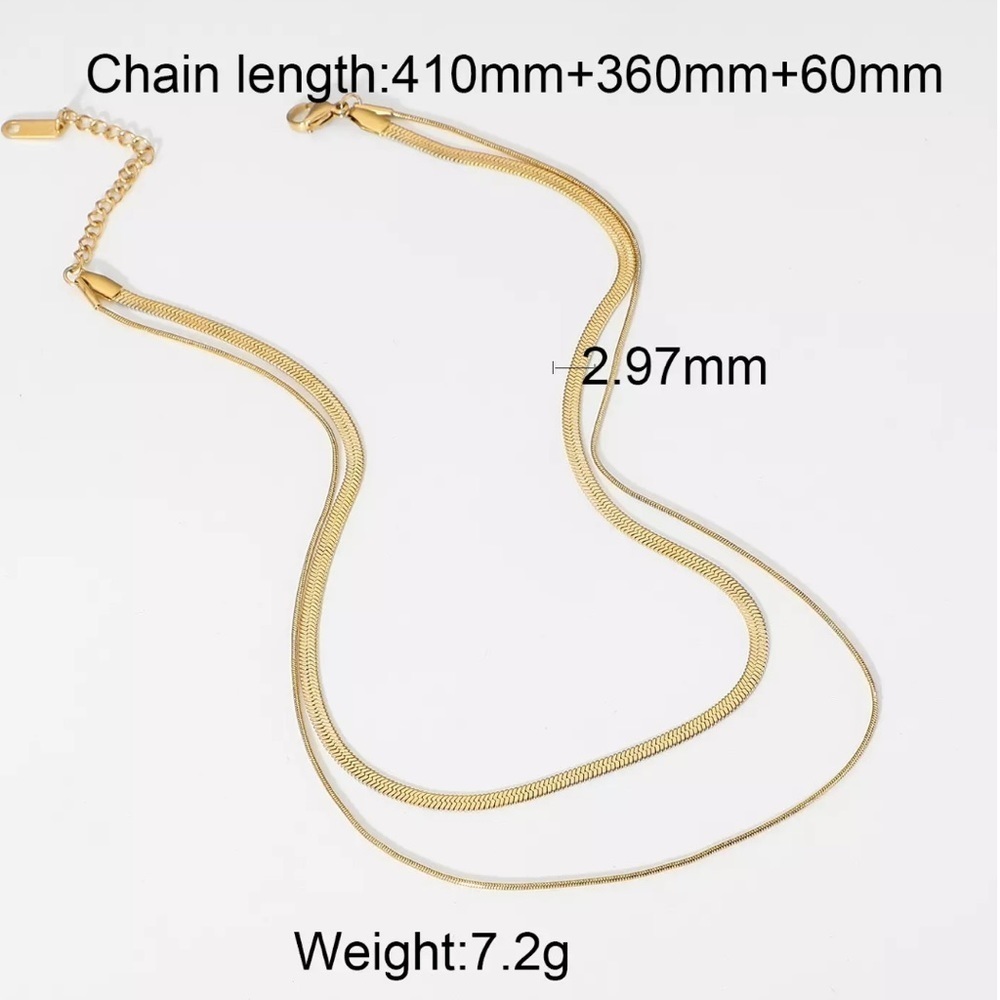 Minimalist 18k Gold Plated Double Layer Chain Necklace - Picture 6 of 11